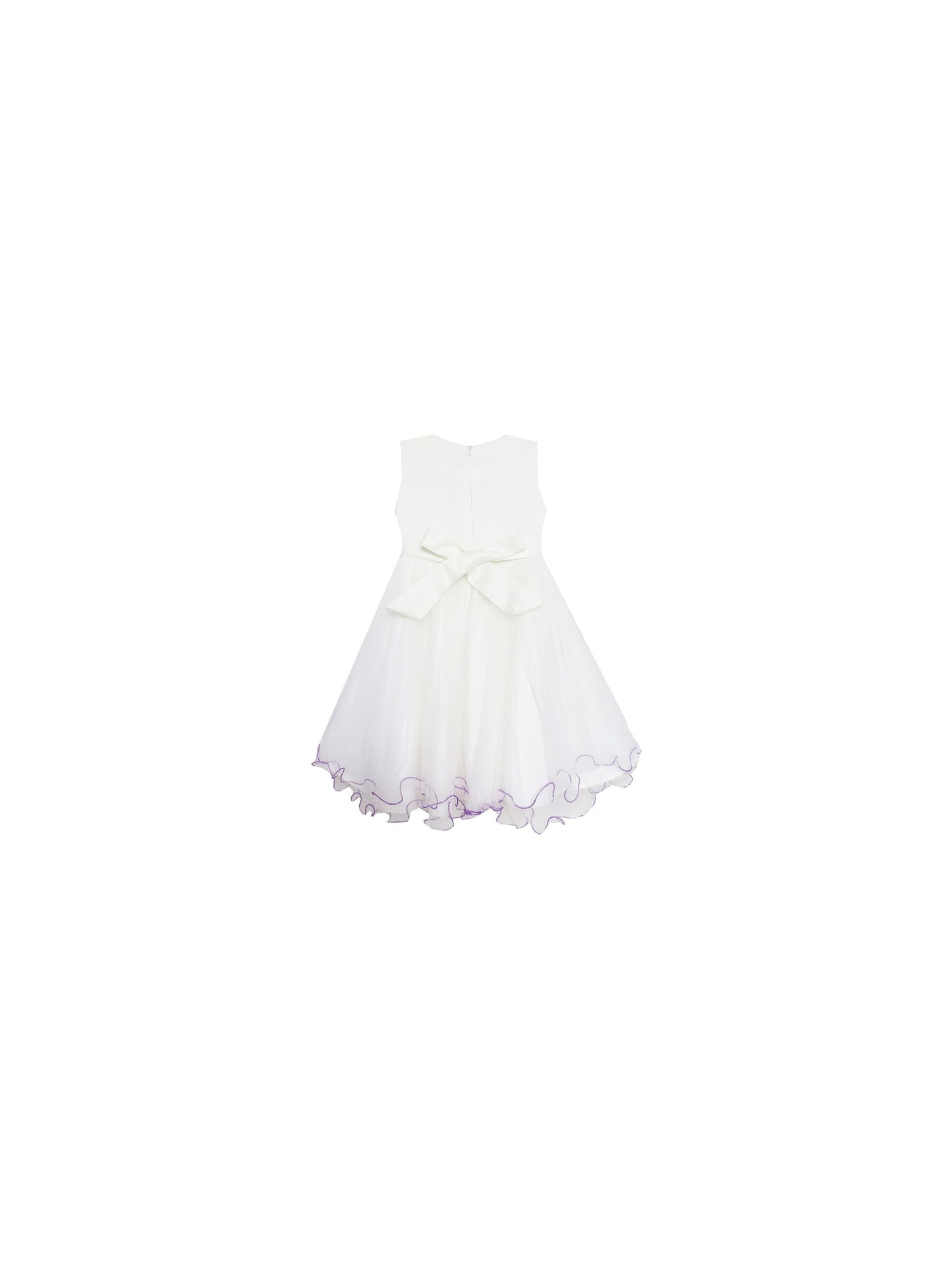 Girls Dress Tulle Lace Embroidered Flower Trim with Beading Purple