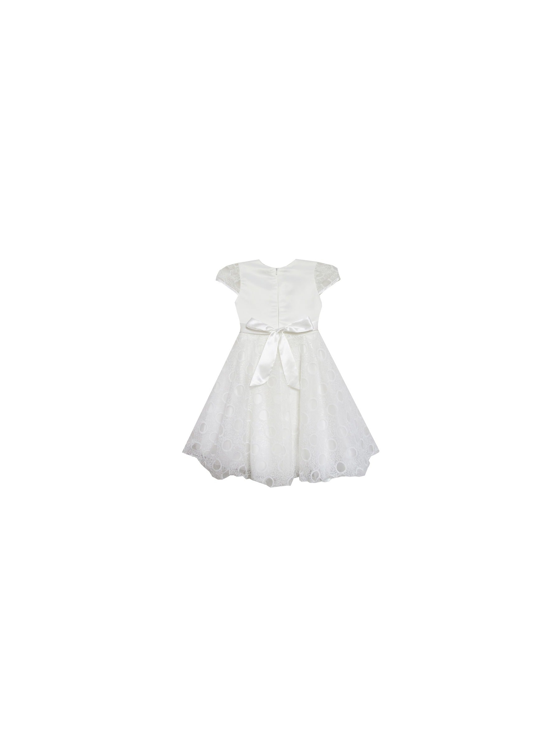 Girls Dress Bow Tie with Beading Lace Skirt Wedding White White