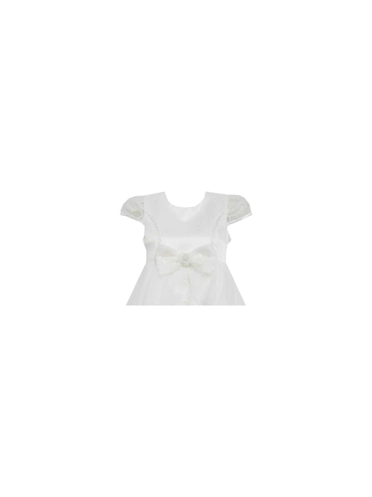 Girls Dress Bow Tie with Beading Lace Skirt Wedding White White