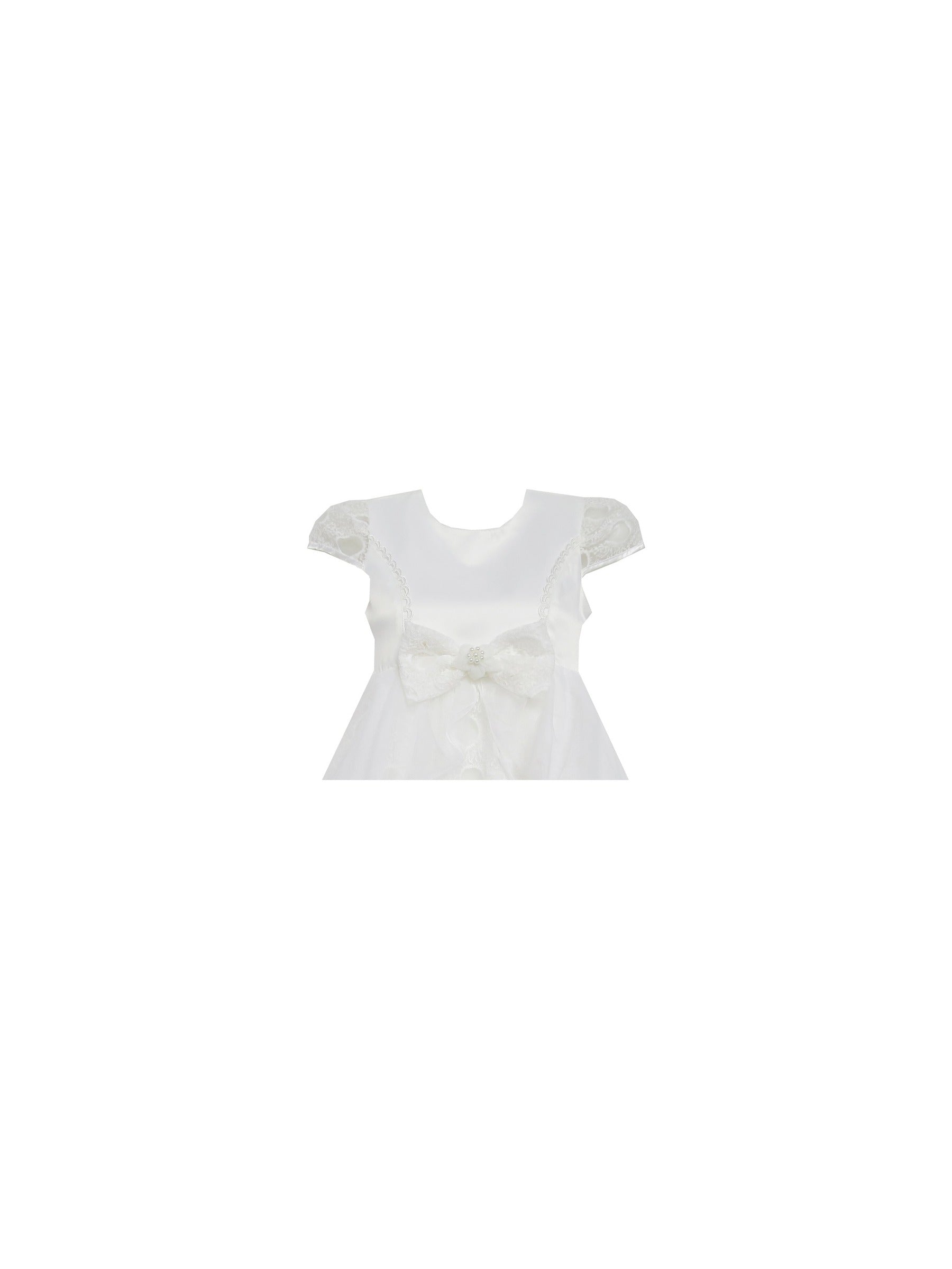 Girls Dress Bow Tie with Beading Lace Skirt Wedding White White