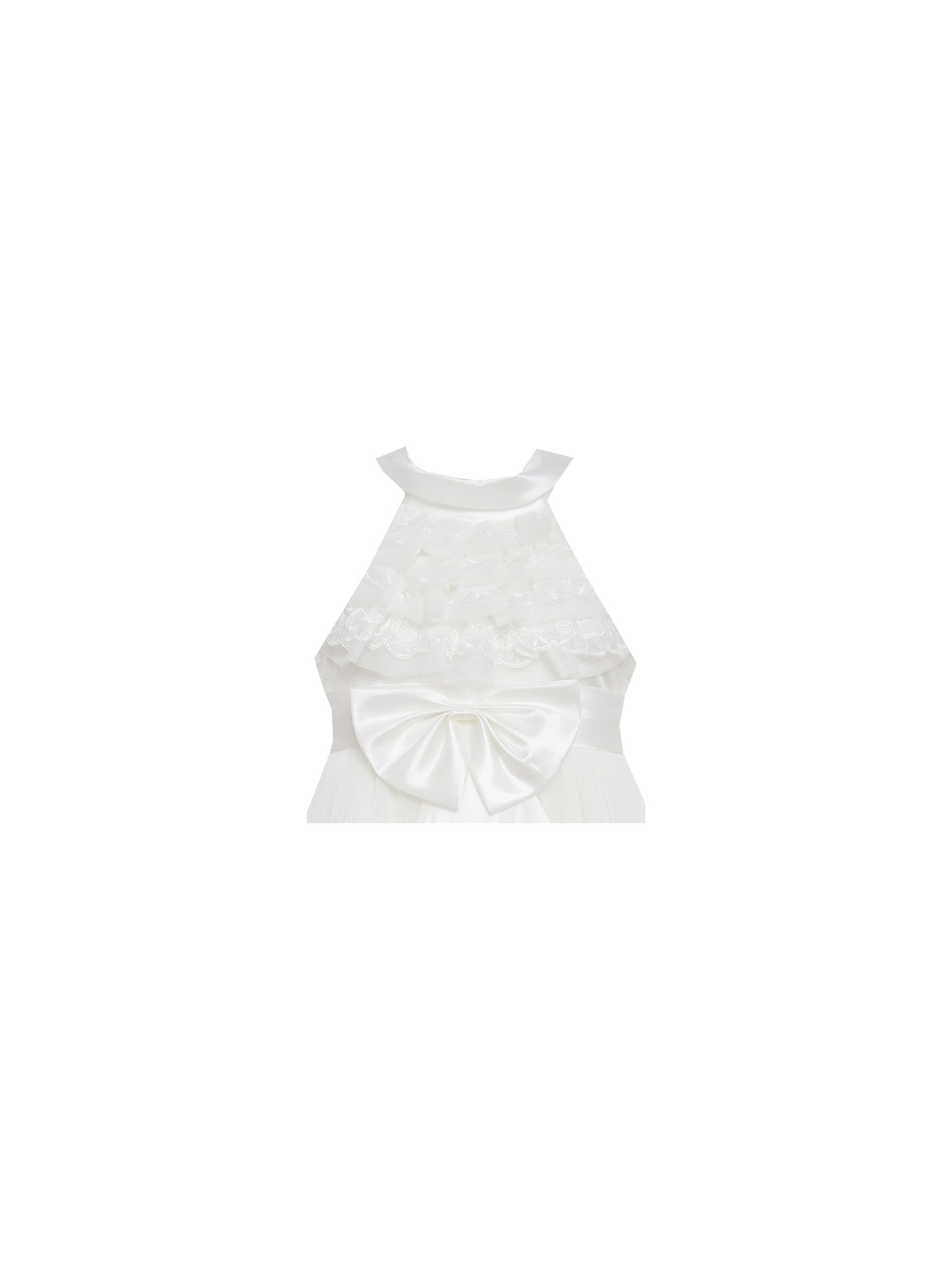 Girls Dress A-line Round Collar Sleeveless Pleated Bodice White White