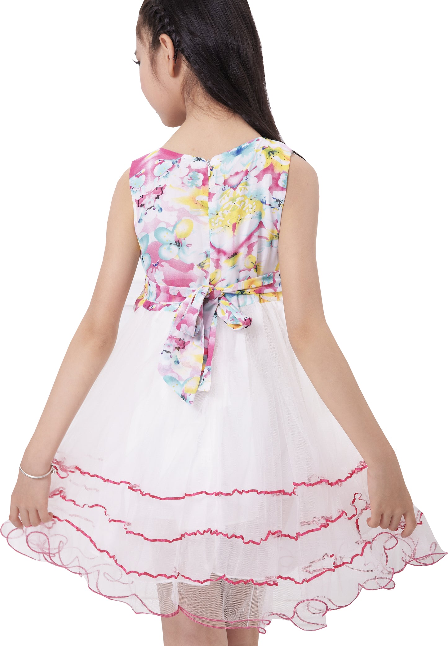 Girls Dress Elegant Wedding Gown Bridesmaid Tulle Flower Size 4-14 Years