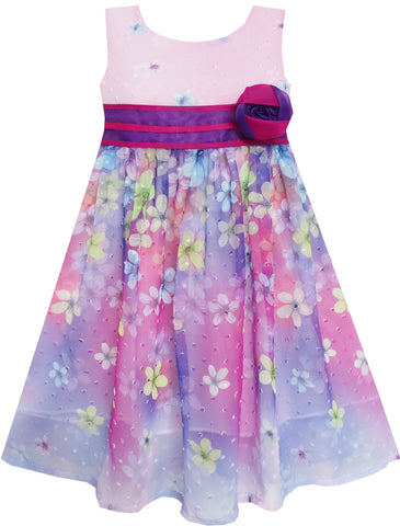 Girls Dress Elegant Wedding Gown Bridesmaid Tulle Flower Size 4-14 Years
