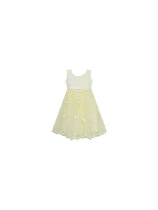 Girls Dress Lace Bodice Hi Lo Maxi Dress with Beading Yellow Yellow