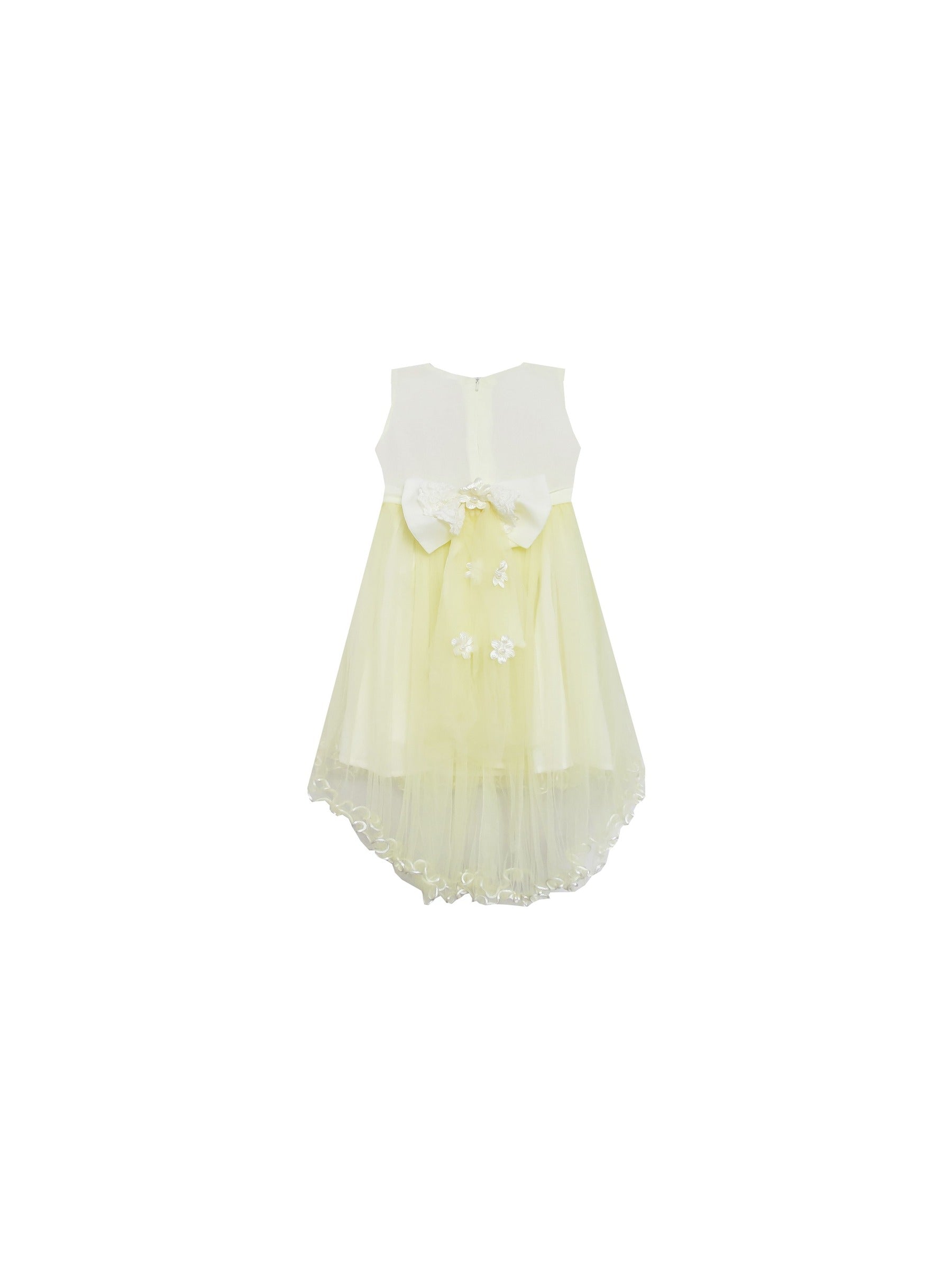 Girls Dress Lace Bodice Hi Lo Maxi Dress with Beading Yellow Yellow