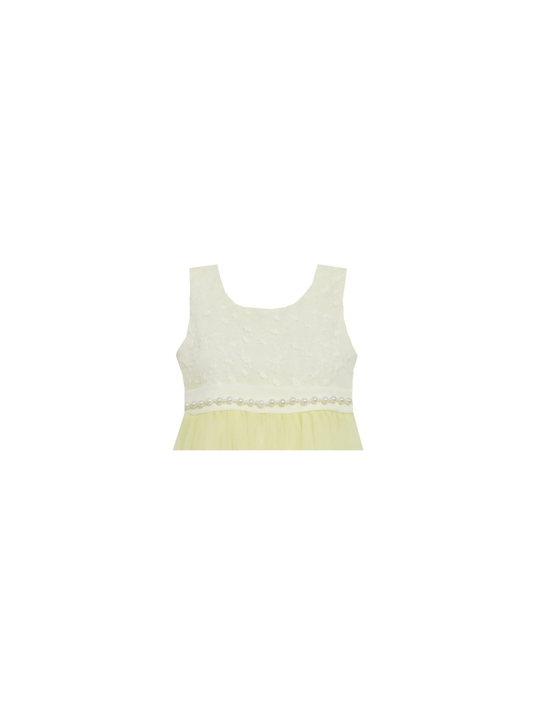 Girls Dress Lace Bodice Hi Lo Maxi Dress with Beading Yellow Yellow