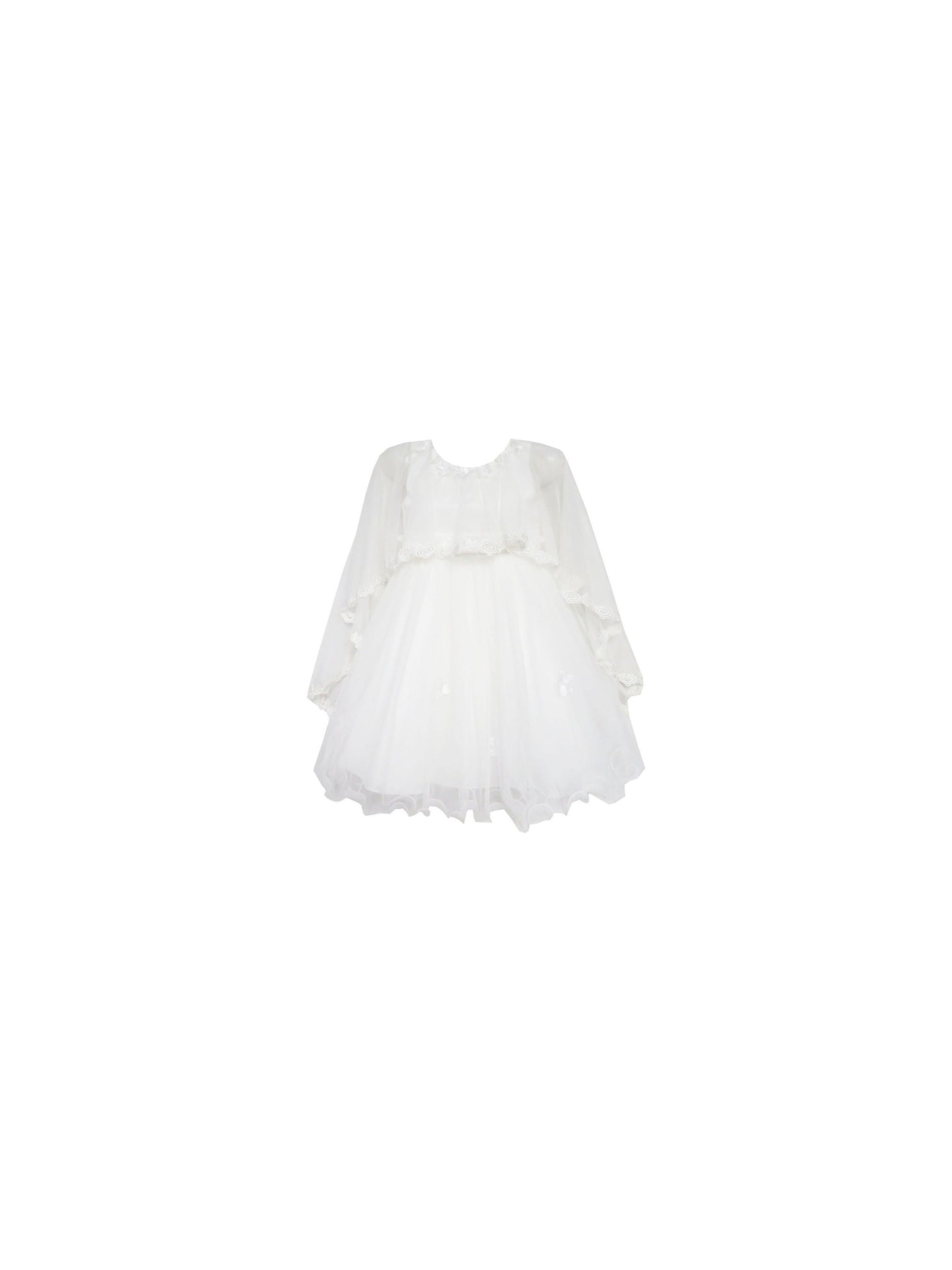 Girls Dress Wedding Flower Girl Lace Tulle Overlay with Shawl Pink White
