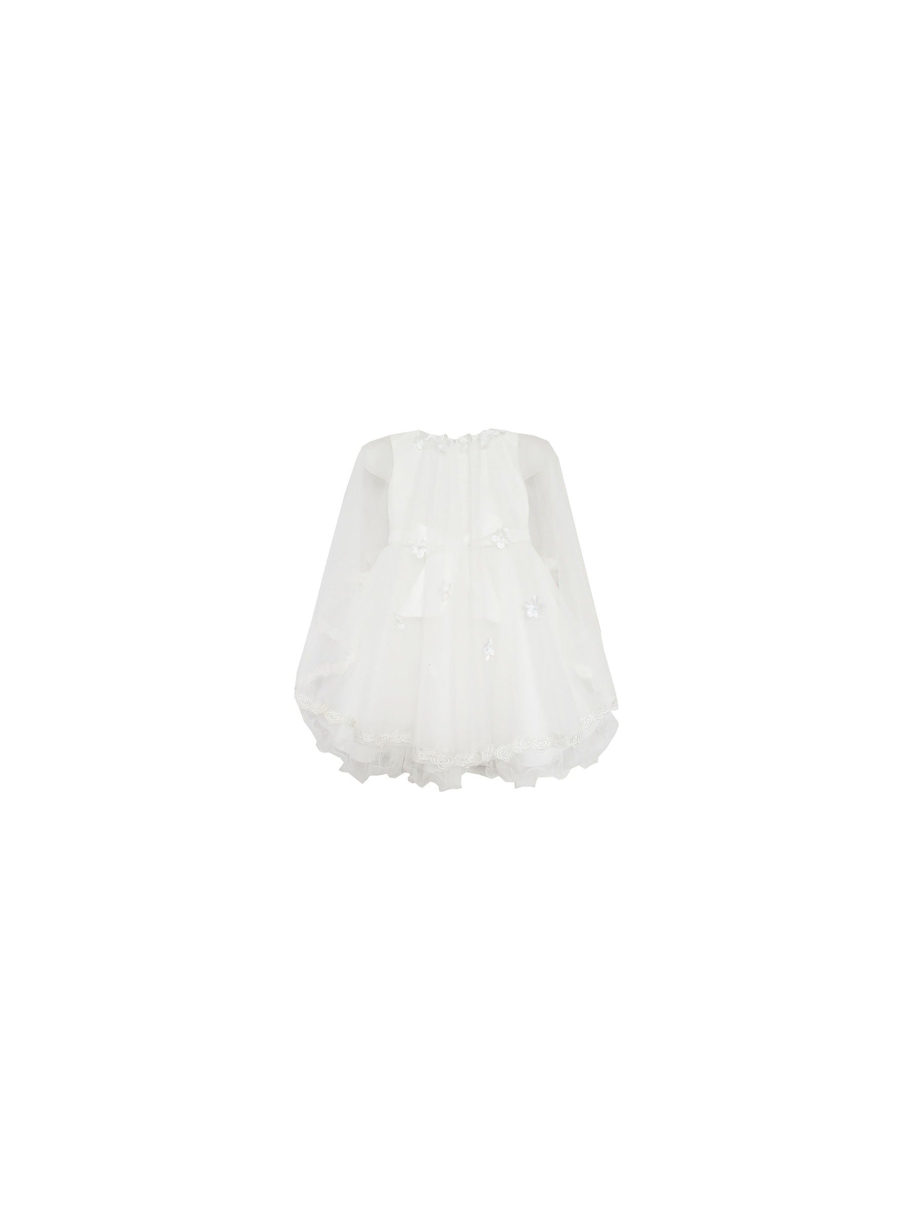 Girls Dress Wedding Flower Girl Lace Tulle Overlay with Shawl Pink White