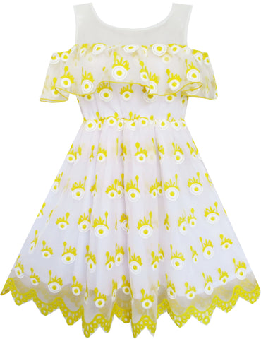 Girls Dress Off Shoulder Hi-low Skirt Bridesmaid Size 4-14 Years