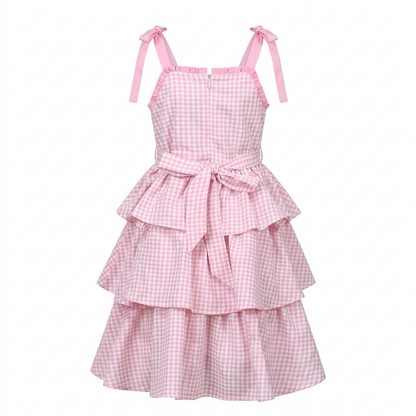 Sunny Fashion Girls Orange Cotton Ruffle Sundress with Bow Shoulder Straps