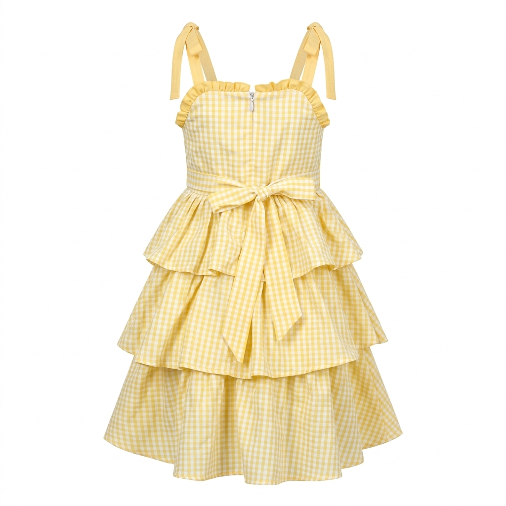 Sunny Fashion Girls Orange Cotton Ruffle Sundress with Bow Shoulder Straps
