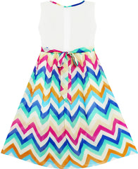 Girls Dress Chiffon Floral High-Low Tie Waist Party Princess Size 7-14 Years