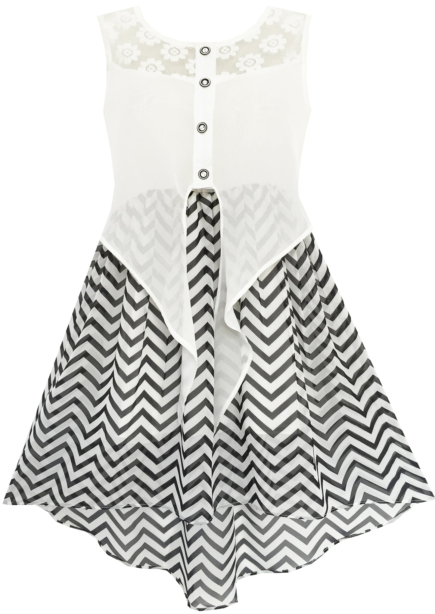 Girls Dress Chiffon Floral High-Low Tie Waist Party Princess Size 7-14 Years