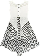 Girls Dress Chiffon Floral High-Low Tie Waist Party Princess Size 7-14 Years