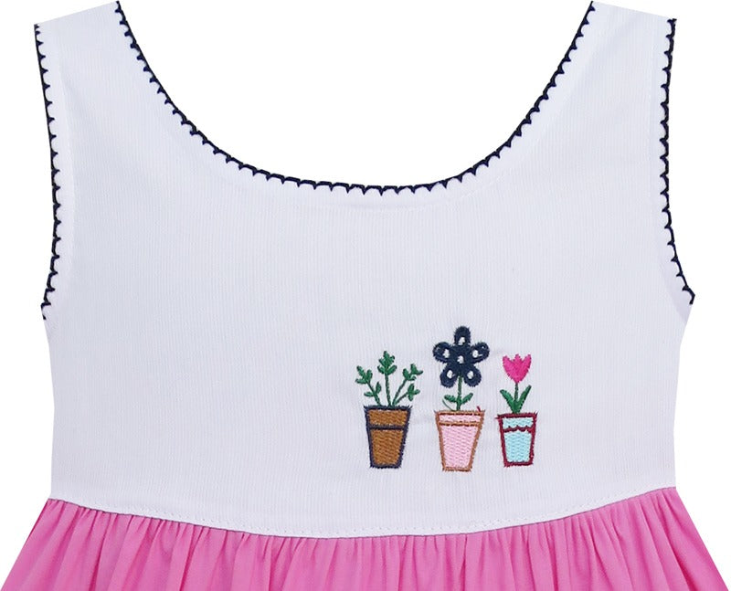 Girls Dress Little Girls Embroidery Flower Chick Tree Pink Pink