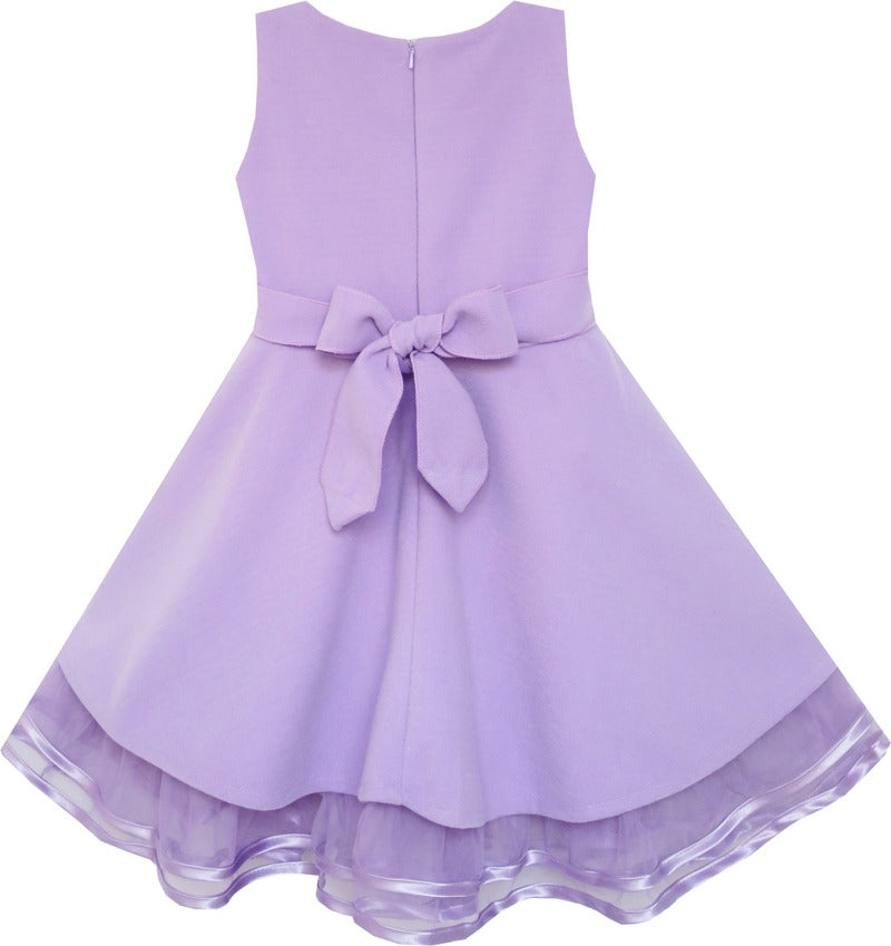 Girls Dress Princess Worsted Winter Christmas Lace Purple Purple