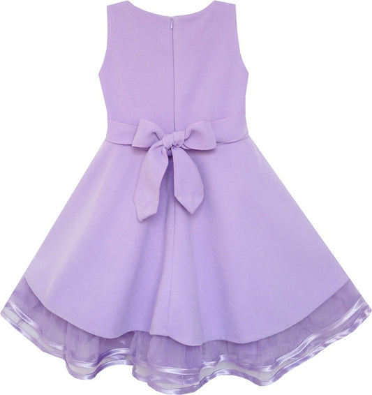 Girls Dress Princess Worsted Winter Christmas Lace Purple Purple