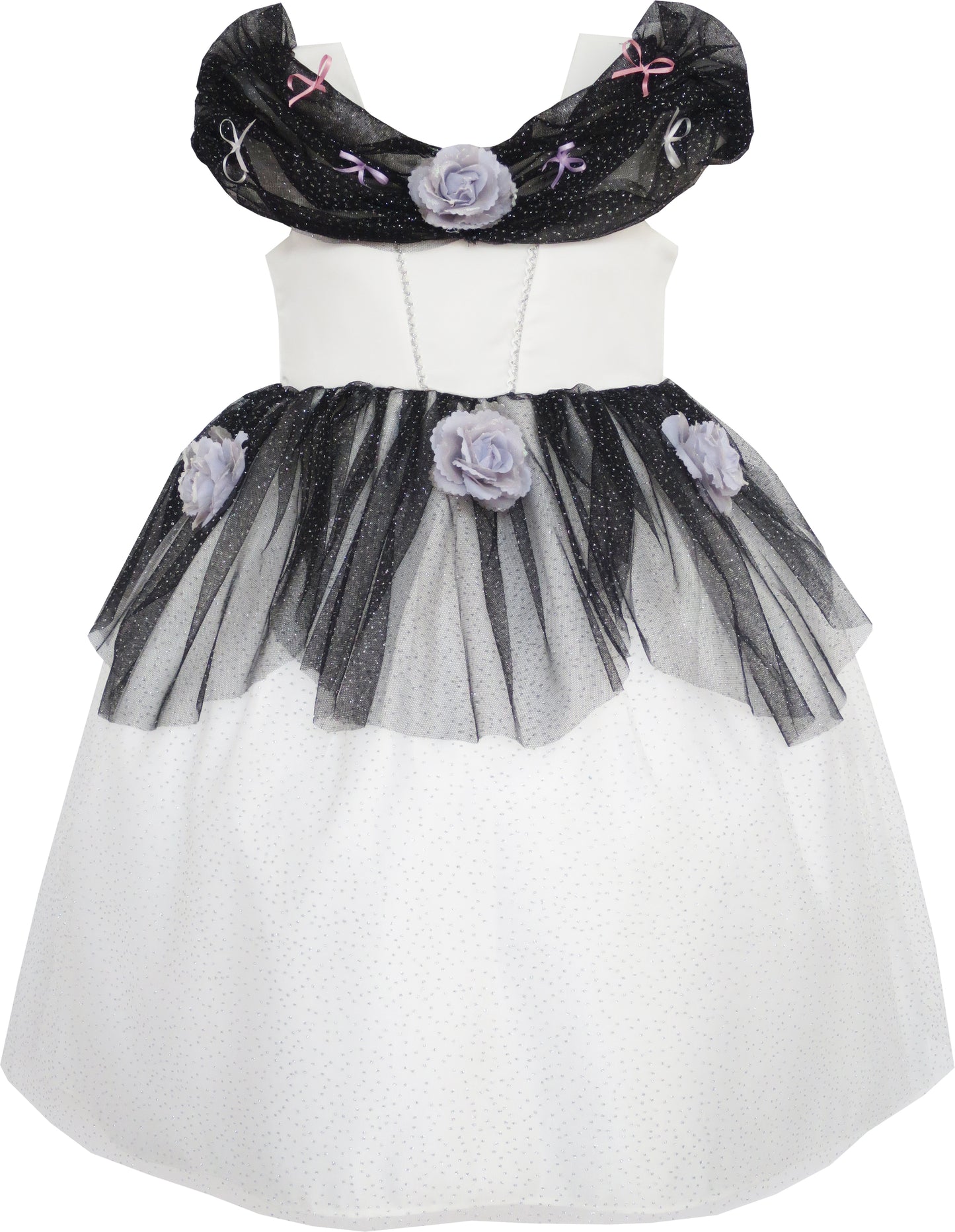 Sunny Fashion Girls Purple Flower Mesh Princess Dress