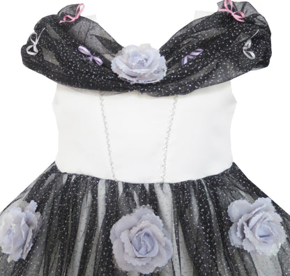 Sunny Fashion Girls Purple Flower Mesh Princess Dress