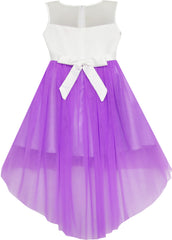 Flower Girl Dress Champagne Sequin Hi-low Wedding Bridesmaid Size 4-14 Years
