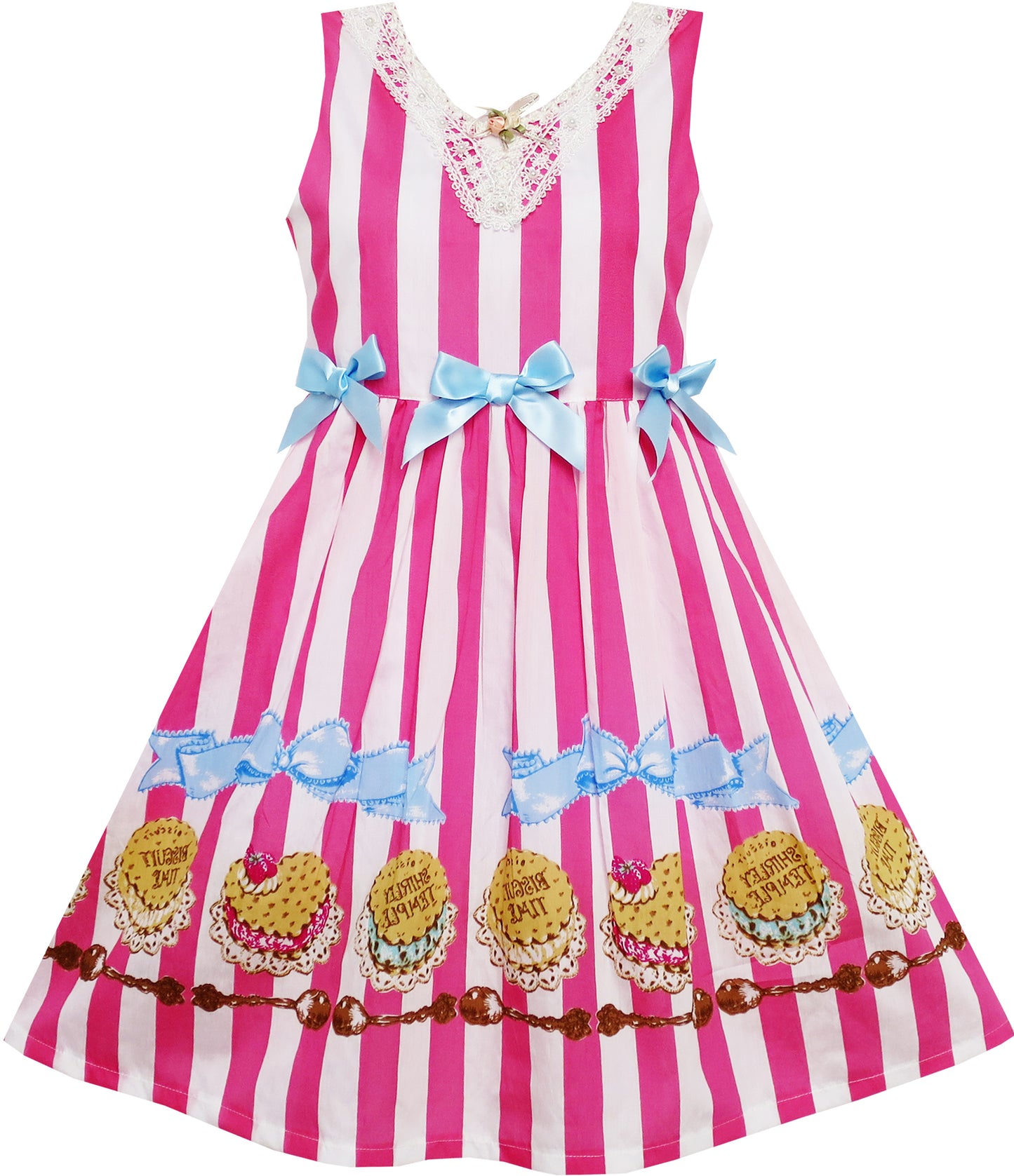 Girls Dress Striped Rose Print Tulle Size 4-14 Years