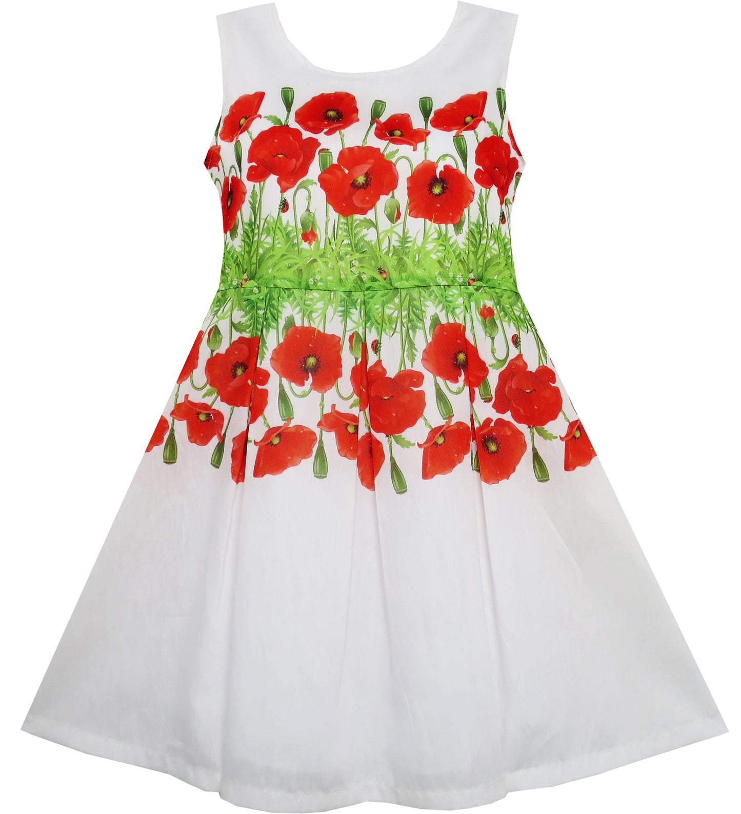 Girls Dress Dot Flower Embroidered Size 2-10 Years