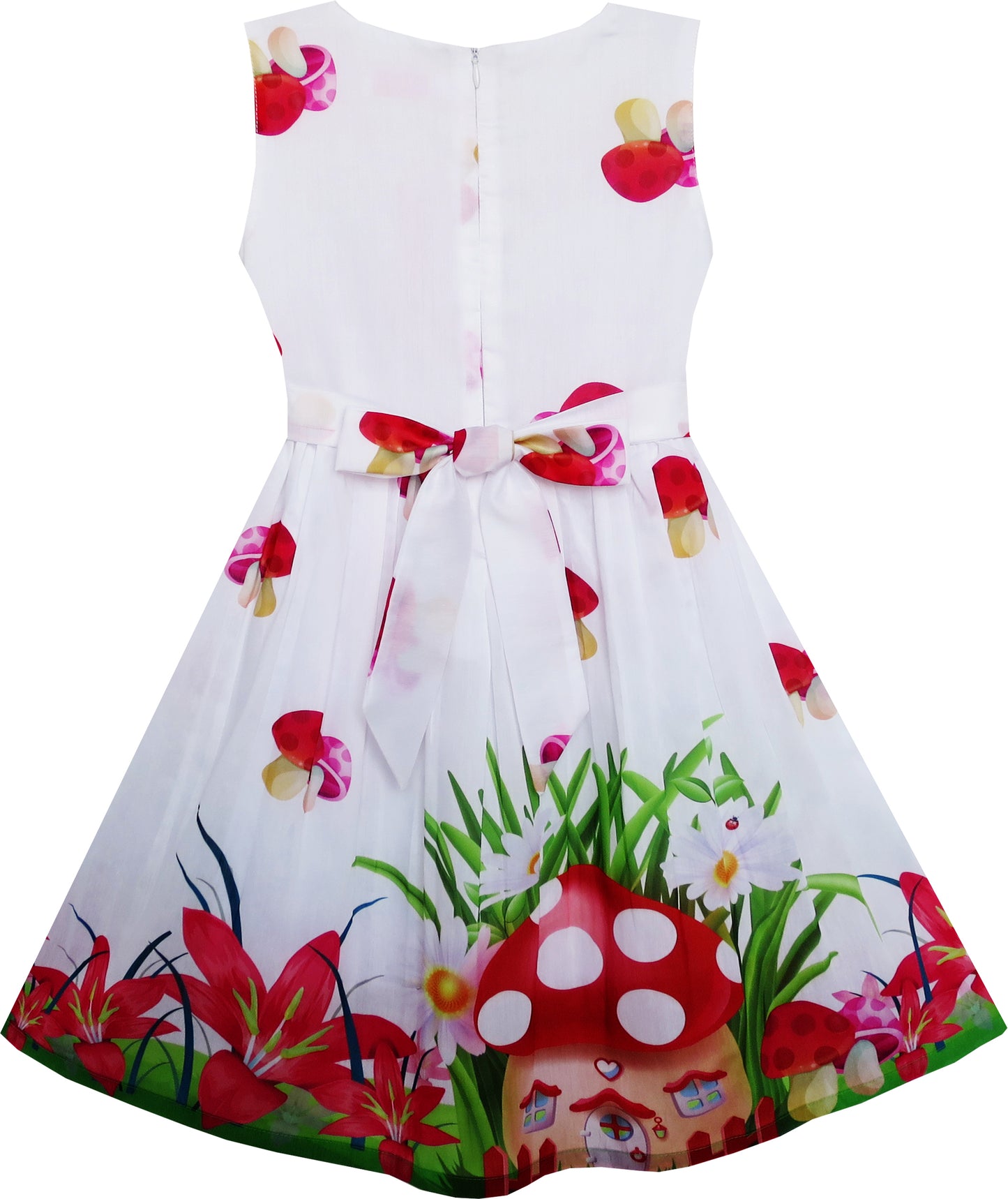 Girls Dress Rose Flower Print Butterfly Embroidery Size 4-12 Years