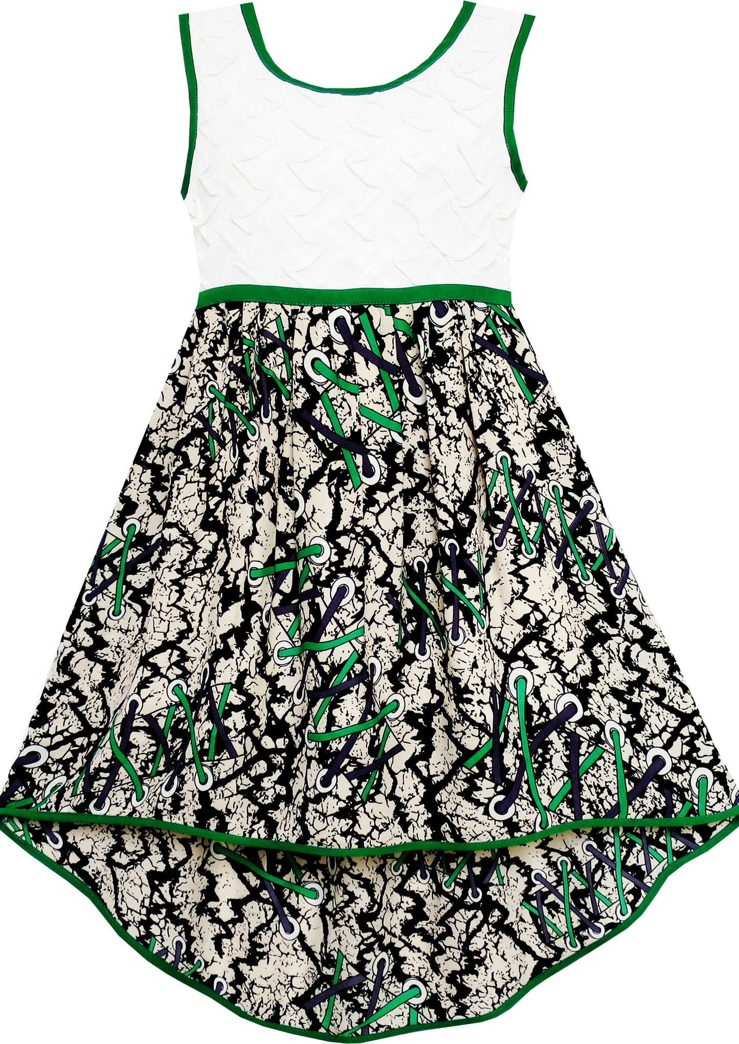 Girls Dress Turn-Down Collar Flower Chiffon Party Size 6-14 Years