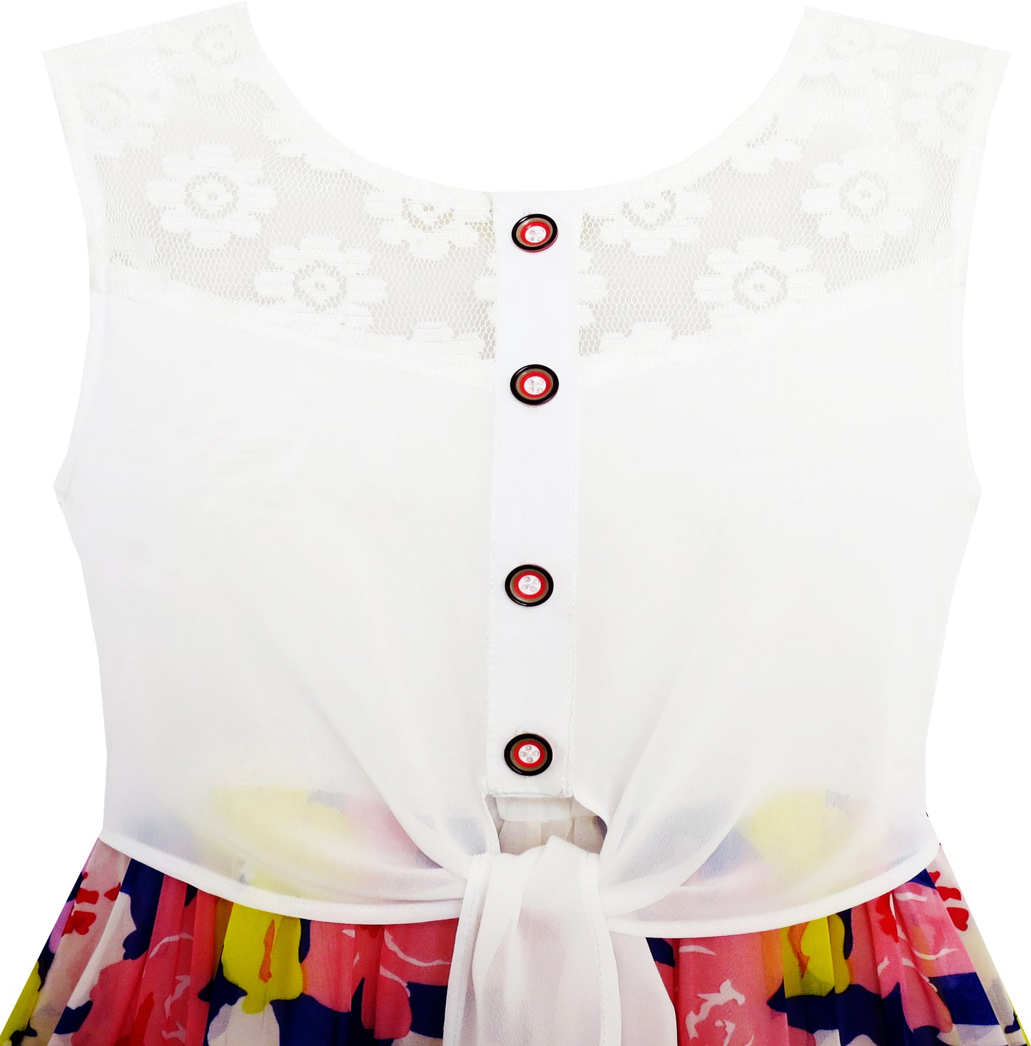 Girls Dress Chiffon Floral High-Low Tie Waist Party Princess Size 7-14 Years