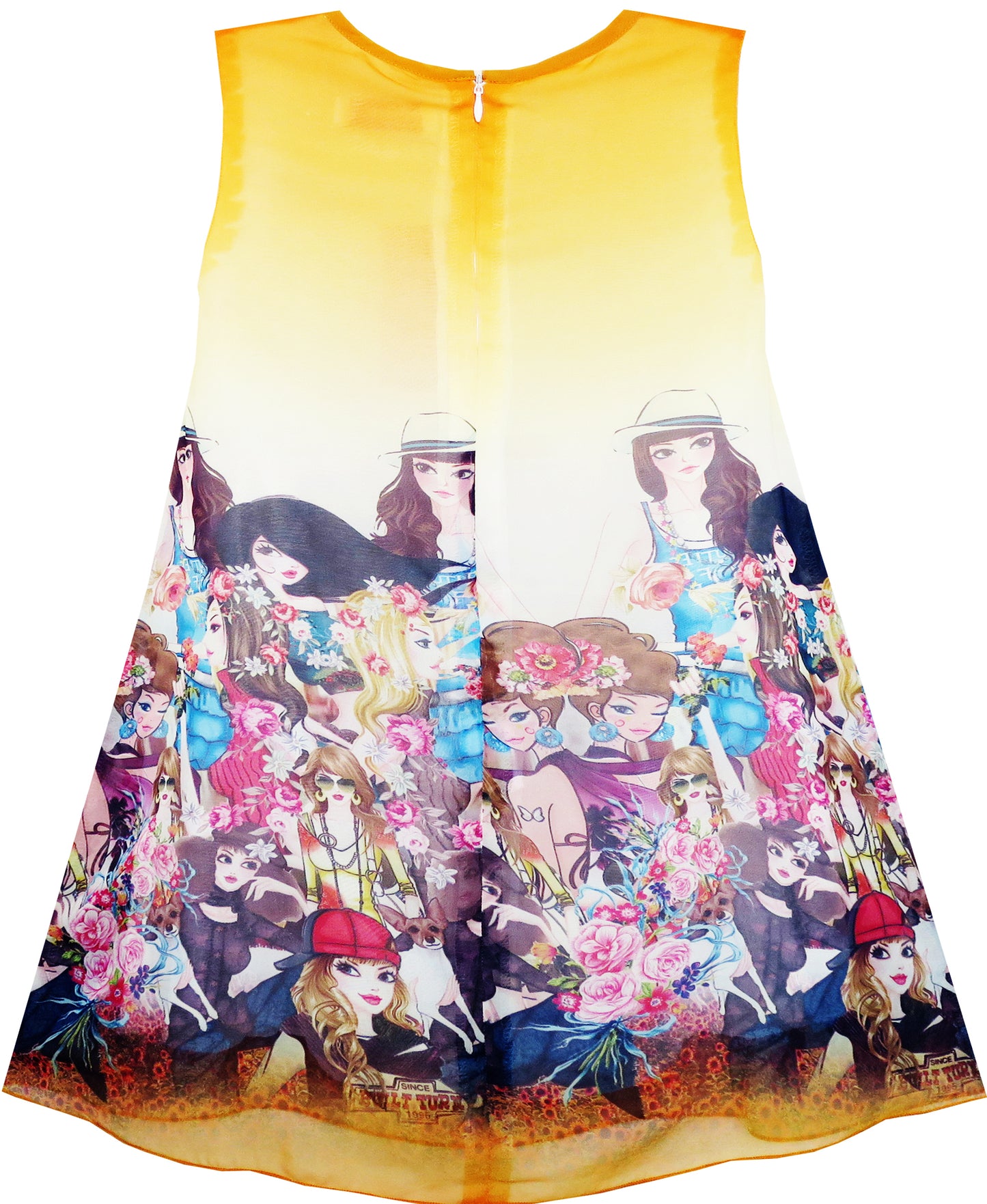 Girls Dress Tank Modern People Figure Print Size 7-14 Years