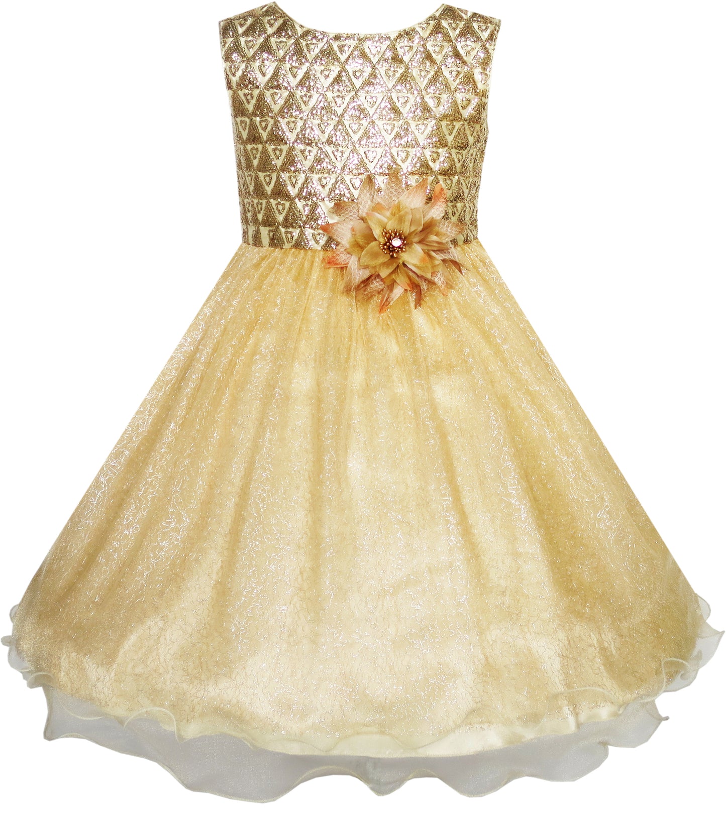 Sunny Fashion Girls Pearl Lace Tulle Flower Dress