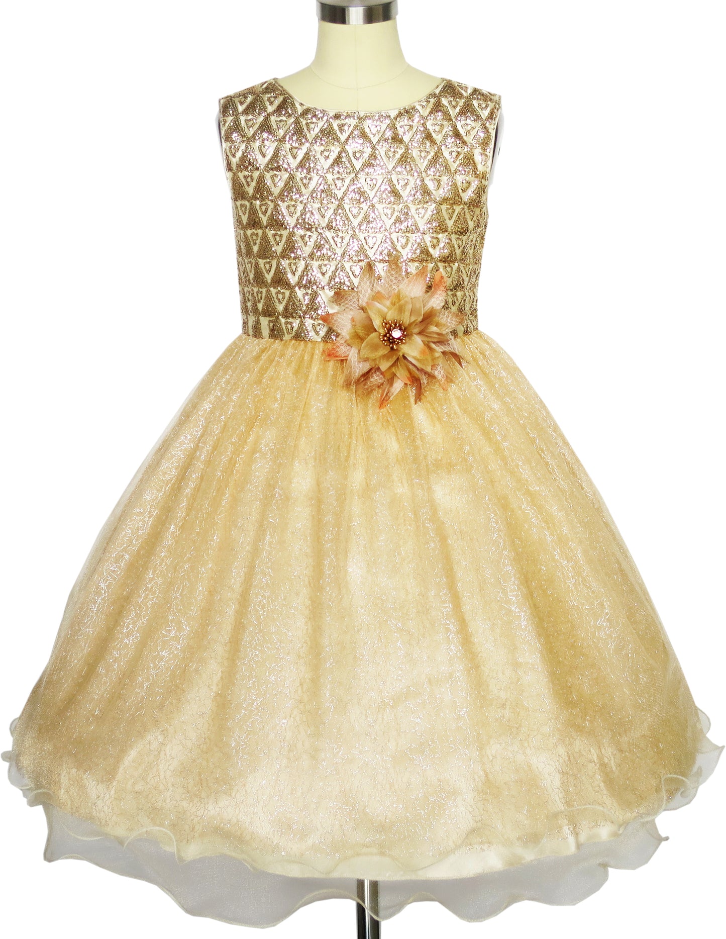 Sunny Fashion Girls Pearl Lace Tulle Flower Dress
