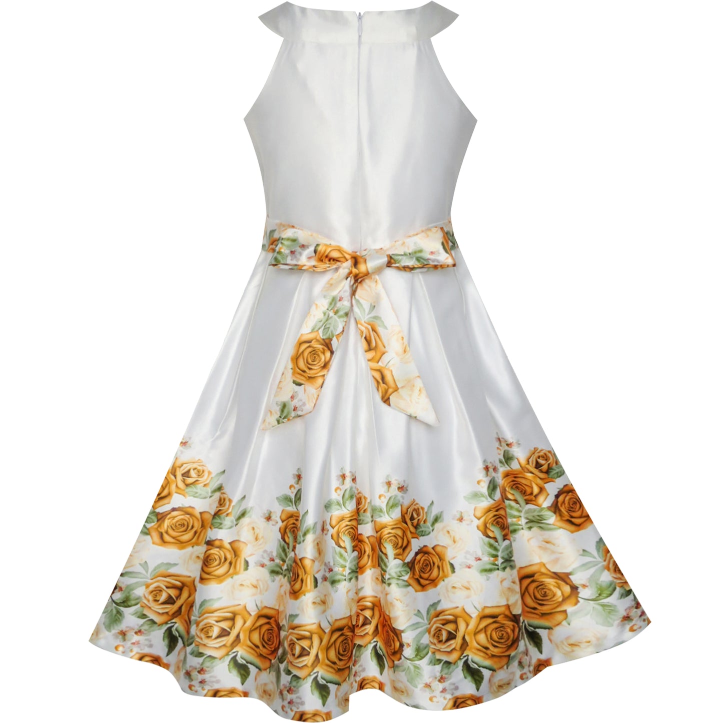 Girls Dress Flower Halter Flare Dress Princess Size 5-14 Years