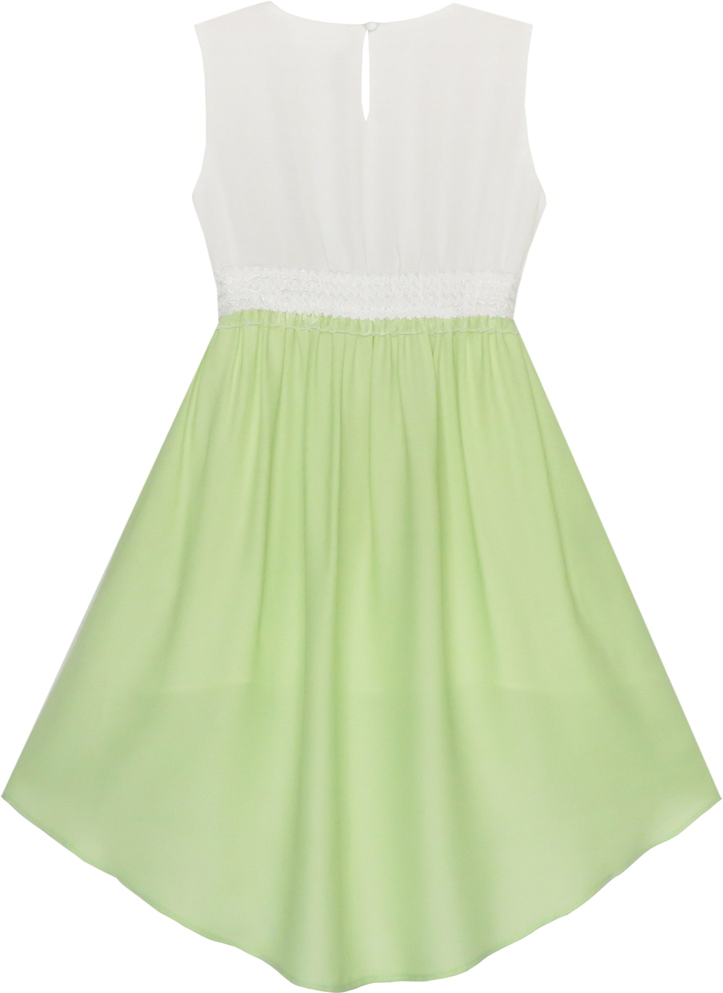Girls Dress Turn-Down Collar Flower Chiffon Party Size 6-14 Years