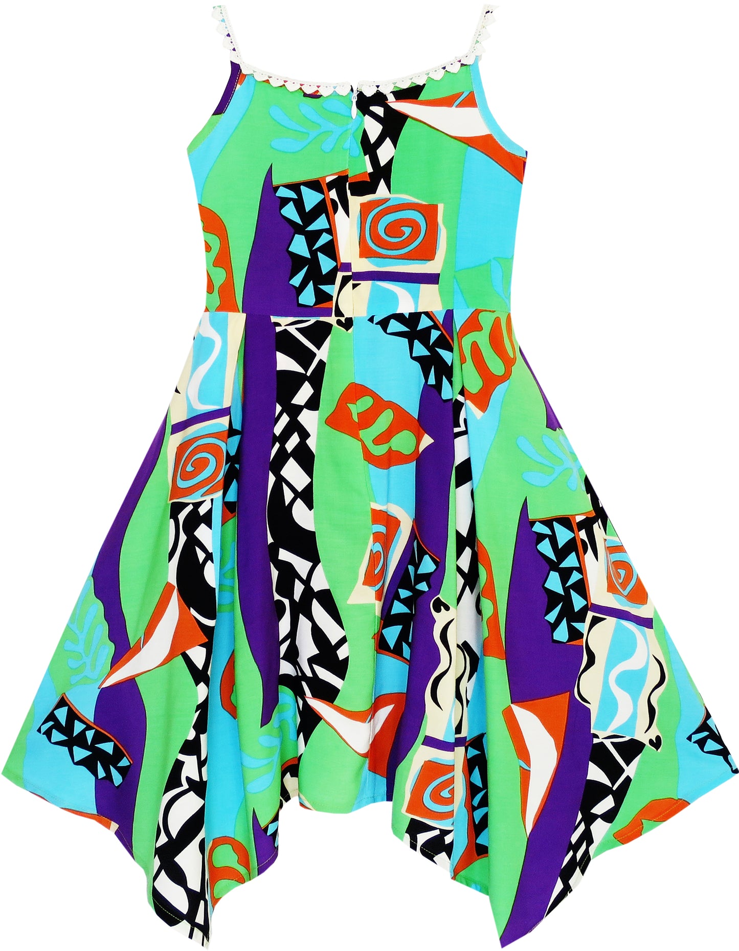 Girls Dress Flower Asymmetrical Hem Skirt Tank Dress Size 6-14 Years