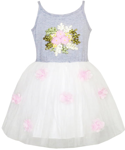 Girls Dress Short Sleeve Rainbow Tulle Skirt Birthday Party Size 4-10 Years