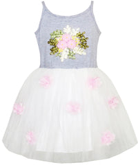 Girls Dress Short Sleeve Rainbow Tulle Skirt Birthday Party Size 4-10 Years