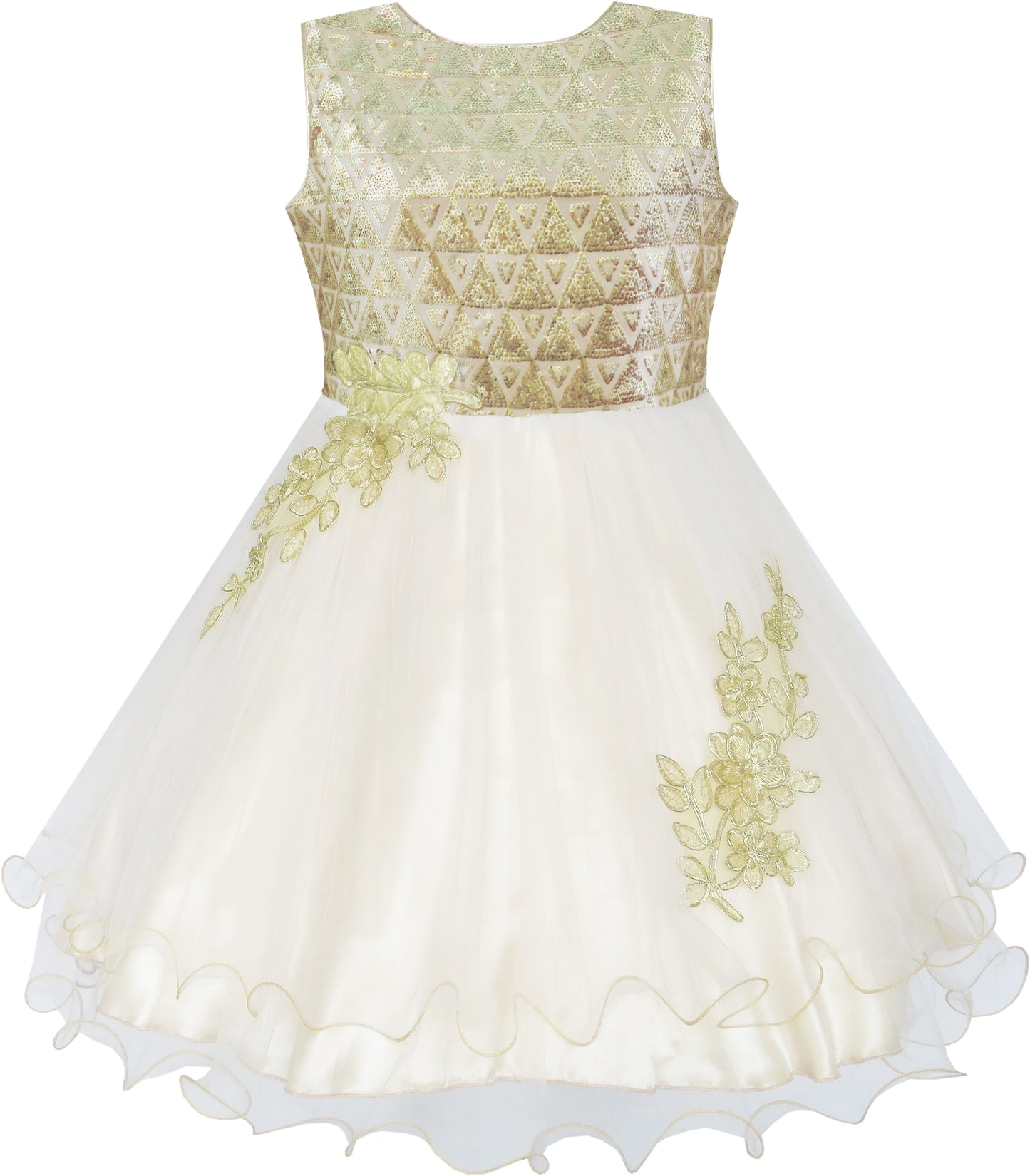 Girls Dress Elegant Wedding Gown Bridesmaid Tulle Flower Size 4-14 Years