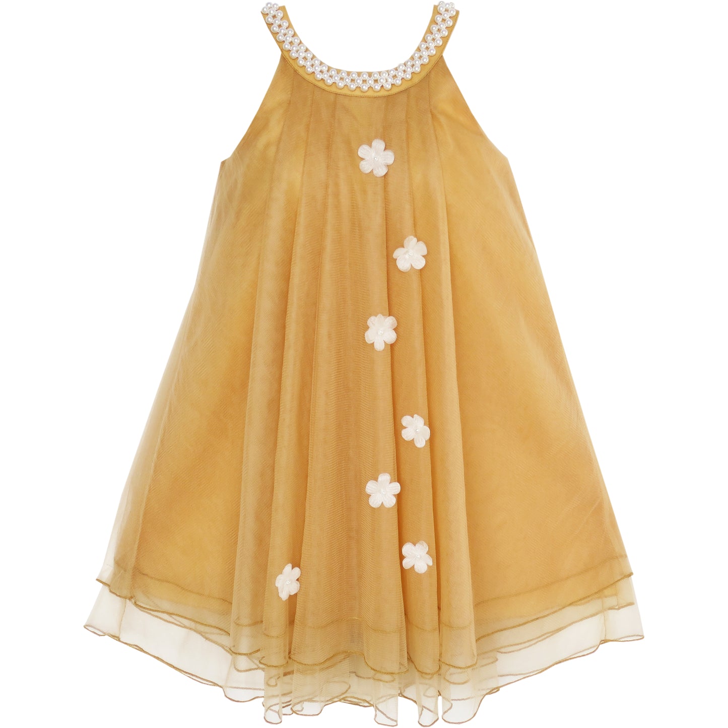 Flower Girls Dress Halter Dress Pearl Party Wedding Birthday Size 4-14 Years