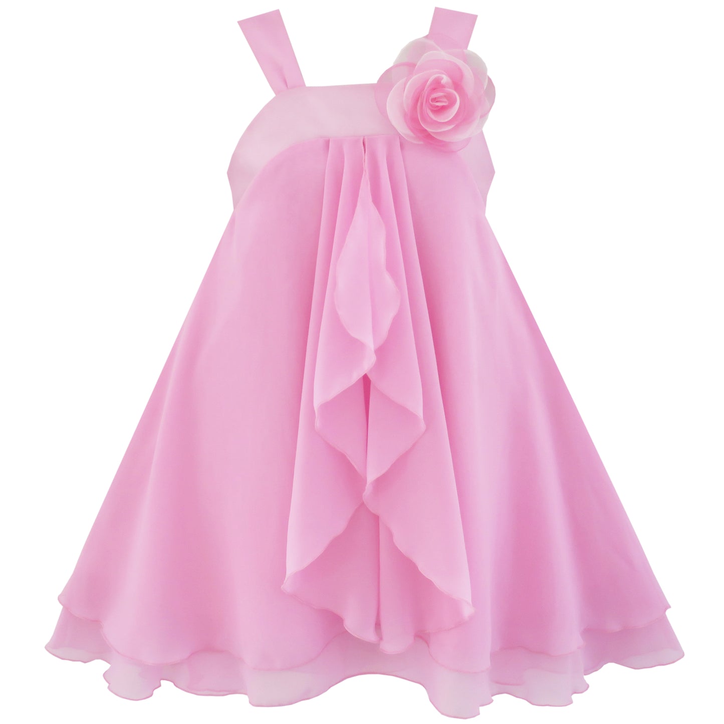 Girls Dress Sleeveless Halter Flower Multi Layer Chiffon Size 3-14 Years