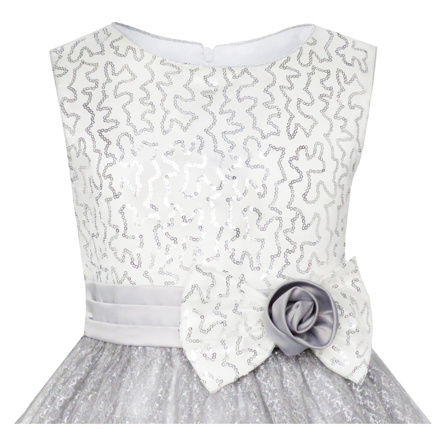 Girls Dress Flower Sparkling Sequins Belted Tulle Party Size 4-14 Years