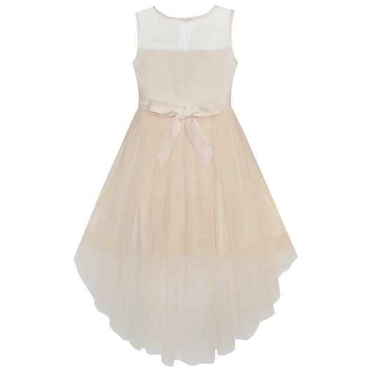 Sunny Fashion Girls Champagne Sequin Hi-Low Tulle Party Dress