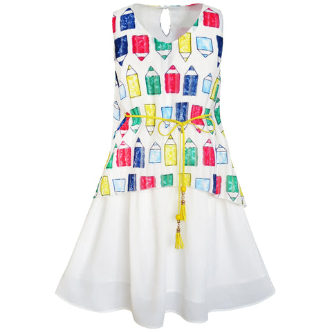 Girls Dress Chiffon Butterfly Ruffle Cold Shoulder Size 4-14 Years