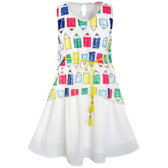Girls Dress Chiffon Butterfly Ruffle Cold Shoulder Size 4-14 Years