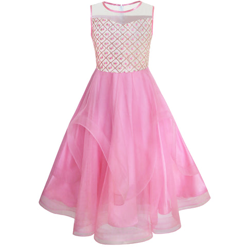 Flower Girls Dress Dimensional Flower Wedding Party Pageant Size 5-14 Years