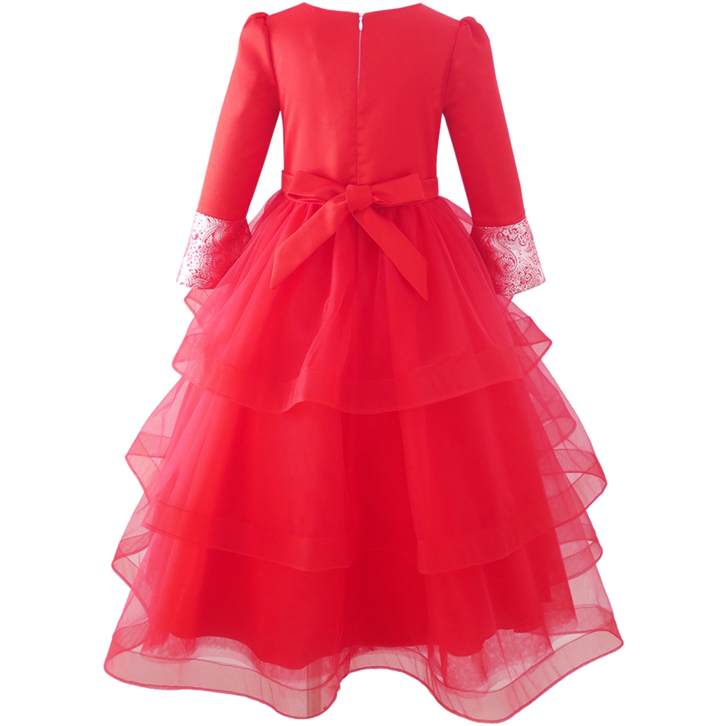 Flower Girls Dress Illusion Yoke Pageant Coffe Wedding Party Size 6-14 Years