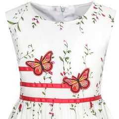 Girls Dress Rose Flower Double Bow Tie Party Size 4-12 Years