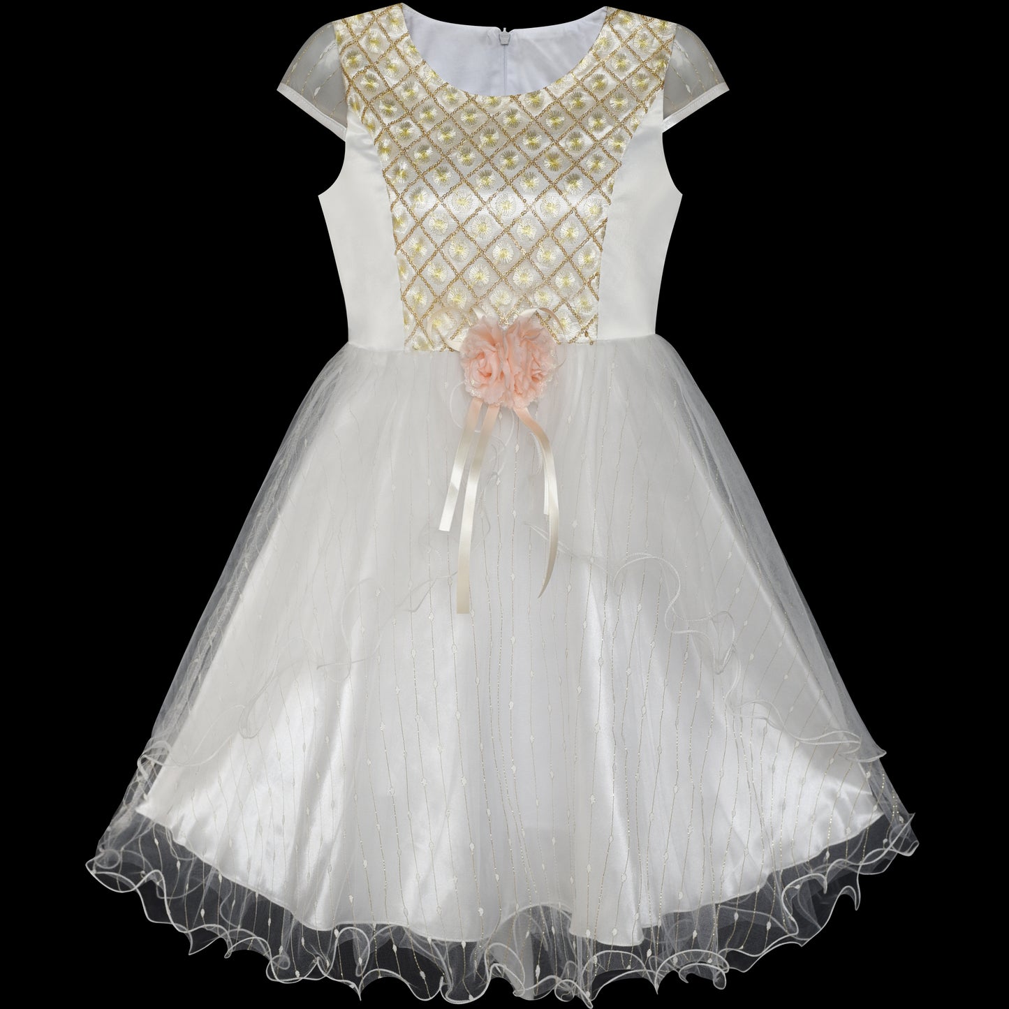 Flower Girls Dress Tiered Ruffle Skirt Pageant Size 3-10 Years