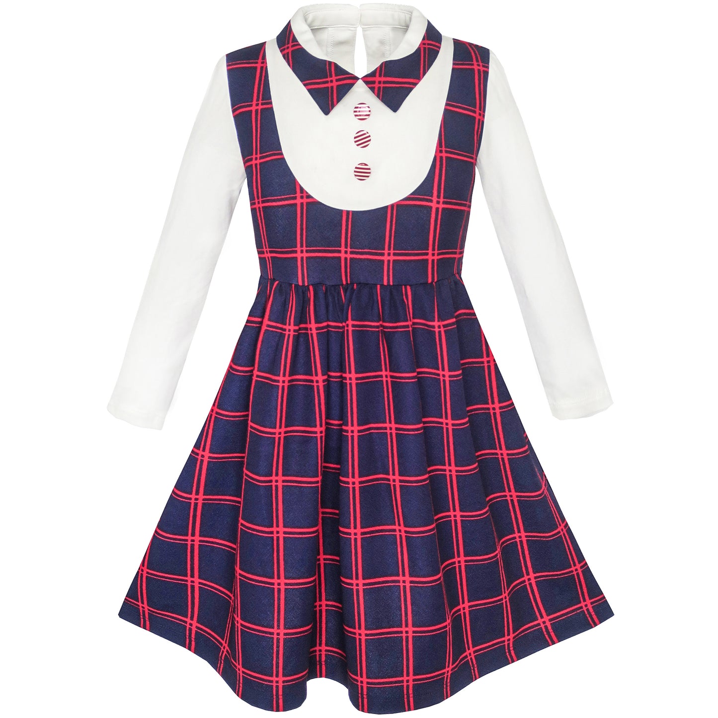 Girls Dress School Check Suspender Skirt Size 4-12 Years