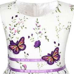 Girls Dress Rose Flower Double Bow Tie Party Size 4-12 Years